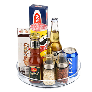 Clear Plastic Turntable Organizer Rotating Spice Rack Kitchen Cabinet Storage Cosmetic Makeup Organizer Lazy Susan