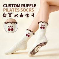 Chaussettes de yoga et de Pilates pour femmes, antidérapantes, avec broderie jacquard motif ballet, chaussettes de sport athlétiques personnalisables