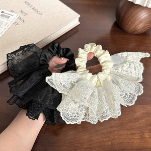 Elegant <b>Lace</b> Double-Layer Fabric Hair Ties Feminine Scrunchies for Women-Wedding & Daily Use Hair Accessories - Product Image 3