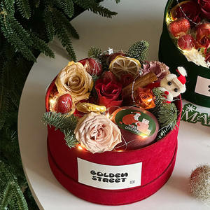 थोक क्रिसमस गुलदस्ता फूल व्यवस्था के लिए सेब उपहार टोकरी के लिए डिब्बाबंद प्लेटर बॉक्स - Product Image 4