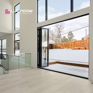 Fábrica Luvindow personalizada sin marco bi-fold <span class=keywords><strong>Pared</strong></span> de partición de vidrio panorámico interior Puerta de acordeón <span class=keywords><strong>corredera</strong></span> plegable personalizado - Product Image 1