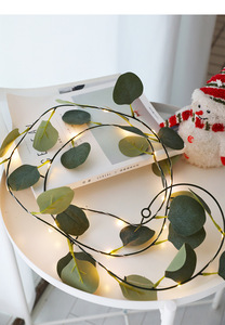 Vente chaude Artificielle Feuilles D'eucalyptus <span class=keywords><strong>LED</strong></span> <span class=keywords><strong>Guirlande</strong></span> Lumineuse Décoration Lampe pour Fête De Mariage Maison Jardin - Product Image 3