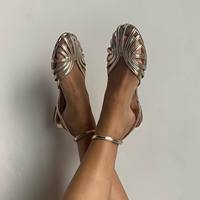 Sandales décontractées à talons pour femme, taille 43, avec embouts haut de gamme, couleur unie, chaussures plates haut de gamme – Collection Été 2025