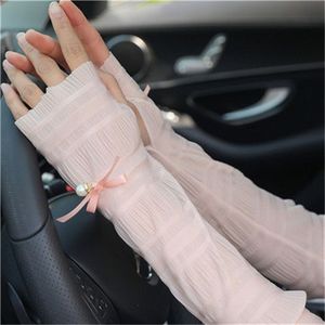 Cycling Arm Sleeves Ice Silk Breathable <b>Bow</b> Design Women's Solid Color Fresh Sweet Style Adult Summer Protection - Product Image 2