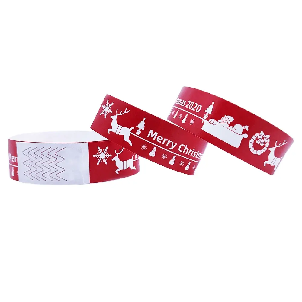 Paper Pulsera Tyvek Disposable Wristbands Wholesale Cheap Price Festival Colorful Printed 1' Inch Christmas Party Favor ISO9001