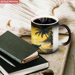 Mug en céramique noir givré 11oz, tasse à changement de couleur pour liquides chauds, cadeau original - Product Image 3