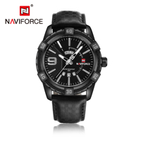NAVIFORCE 9117 SW lüks hakiki deri kayışlı erkek saatleri su geçirmez kol saatleri reloj büyük kadranlı saatler erkek bilek saat OEM