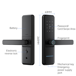 قفل باب ذكي شبه آلي مع تخزين سحابي وبطاقة هوية وبصمة إصبع وكلمة مرور للأبواب الخشبية/الألمنيوم للشقق والفنادق - Product Image 6