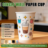 Gobelets en papier à paroi simple, écologiques, jetables, en pâte de bois vierge, 6oz, 8oz, 10oz, 12oz, pour thé aux herbes et café, vente en gros pour bars et centres commerciaux