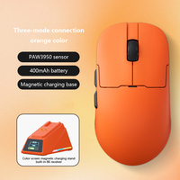 Apex Mouse Gaming tanpa kabel, tri-mode PixArt 3950 ringan dengan dasar pengisian daya untuk game menembak