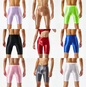 King Mcgreen Star Hommes Huile Brillant Brillant Shorts Sexy Satin Slim Boxer Leggings Bulge Pouch Trunks Maillots De Bain Sport Gym Bas