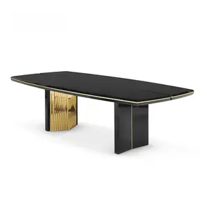 Ensemble <span class=keywords><strong>table</strong></span> et chaises de salle à manger Luxe moderne en marbre pour <span class=keywords><strong>8</strong></span> <span class=keywords><strong>personnes</strong></span> 12 <span class=keywords><strong>personnes</strong></span> rectangulaire longue salle à manger - Product Image 3