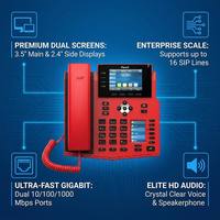 Kırmızı X5U-R Kurumsal IP Telefon Çift Renkli Ekran 16 SIP Hattı 30 DSS Tuşu Dahili BT 4.2 6 Yollu Konferans POE Wi-Fi SIP Telefon