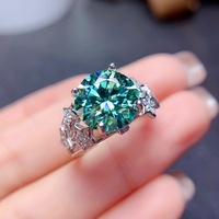 Luxe à la mode 5 carats Pigeon oeuf Simulation Mosan diamant bleu vert anneau ciel étoilé Micro incrusté coloré anniversaire de mariage