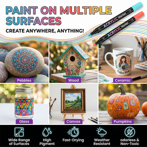 Marqueurs de peinture <span class=keywords><strong>acrylique</strong></span> à double pointe et double couleur, 24/48/72 couleurs, imperméables, séchage rapide, <span class=keywords><strong>pour</strong></span> peinture DIY sur <span class=keywords><strong>roche</strong></span>, verre, toile - Product Image 3