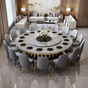 Ensemble <span class=keywords><strong>de</strong></span> table à manger <span class=keywords><strong>de</strong></span> <span class=keywords><strong>chaises</strong></span> <span class=keywords><strong>de</strong></span> cuisine modernes rondes extensibles et rotatives en pierre <span class=keywords><strong>de</strong></span> marbre assortie - Product Image 5