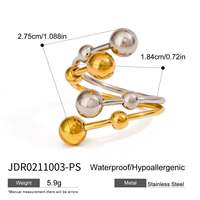 Anneaux ajustables à double couche personnalisés en acier inoxydable plaqué or 18 carats, couleur or et argent assortie, pour femme