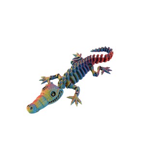Modelo de Cráneo de Cocodrilo Articulado Impreso en 3D, Degradado Azul Púrpura, Material PLA, Decoración de Escritorio Duradera, Juguete Antiestrés Feeron - Product Image 4
