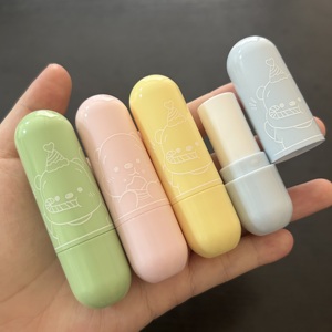 ISMAN Luxe 3.5g Capsulevormige Lipbalsem Tube Schattig Cartoonpatroon Roze Geel Groen Blauw Lipstick Verpakking Privélabel Groothandel - Product Image 1