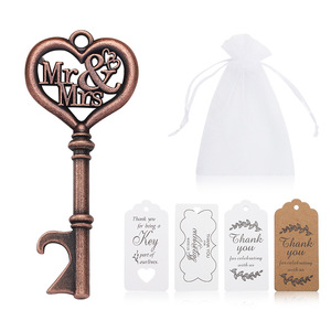 Mr & Mrs Key Bottle Opener Pendant Wedding Favor Gift With Tags And Bag Classical Style Portable <b>Beer</b> Charm - Product Image 1