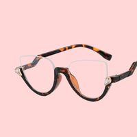 Monture de lunettes optiques unisexe tendance œil de chat semi-cerclée, anti-lumière bleue, pour la lecture