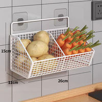 Étagère murale de cuisine en métal à double niveau pour épices, panier de rangement suspendu sans perçage