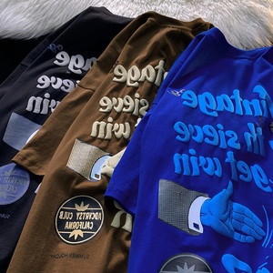 Sifot, venta al por mayor, camisetas con estampado de espuma, 100% algodón, peso pesado, para hombre, camiseta de gran tamaño con logotipo de pantalla personalizado, Camiseta con estampado de soplo 3D - Product Image 2