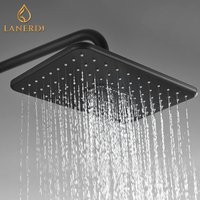 Ensemble de robinetterie de colonne de douche moderne en noir avec affichage numérique LED, baignoire et douche à effet pluie, système de colonne de douche
