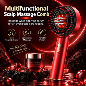 Peigne de massage du cuir chevelu à lumière rouge, masseur capillaire pétrissant, brosse portable pour le soin du cuir chevelu, pour usage domestique et professionnel - Product Image 1