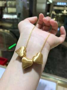 핫 파인 쥬얼리 목걸이 리얼 골드 쥬얼리 AU750 솔리드 골드 목걸이 18K 커스텀 쥬얼리를위한 큰 하트 모양 펜던트 매력 - Product Image 3