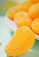 Zhongbao Snacks Zoete Gouden Kubusvormige Mango Fruitgelei Gummy Candy Bulk Halal 280g OEM ODM MOQ Zak