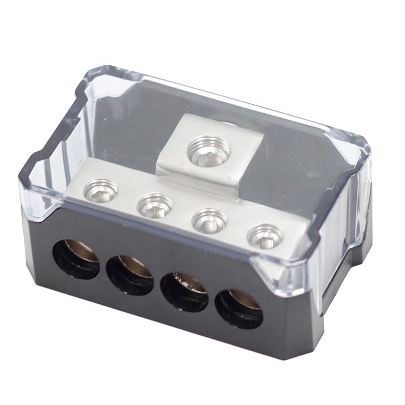Power Distribution Block Car Audio 2-Way Power Distribution Block For Car Audio - 0/2/4 Gauge Input, 4/8/10 Gauge Output, Gold-Plated Copper Copper Power Block - View #10