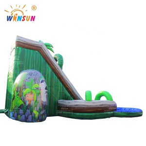 WINSUN Glissière d'eau gonflable de château de saut de frisson incurvé de chutes de noix de coco de jungle de taille énorme avec la <span class=keywords><strong>piscine</strong></span> - Product Image 3