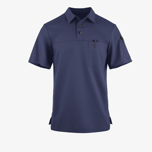 Polo elástico de poliéster 100% con malla de aire que absorbe la humedad para <span class=keywords><strong>hombre</strong></span>, camisetas blancas y negras de manga corta con 2 bolsillos - Product Image 6