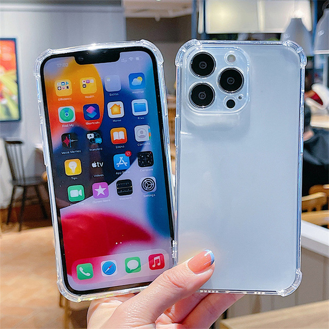 Flexible Anti Yellowing Clear Transparent TPU Corner Protection Phone Case for iPhone 15 16 Pro Max