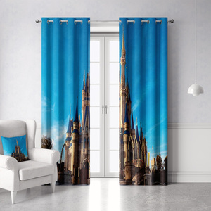 Rèm Cửa Sổ Màu Đen Ngoài Trời Trang Trí Phong Cảnh In 3d Sẵn Rèm Cửa Sổ Chống Thấm Nước Polyester Phòng Ngủ - Product Image 2