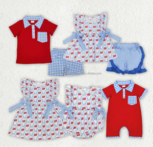Ropa para bebé recién nacido, conjunto de ropa para hermanos con lazos y rayas de estrellas del 4 de julio para niña - Product Image 3