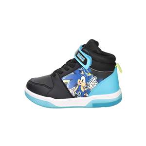 Sneakers Sonic per bambini, nere e blu, alte, con stampa del personaggio, per ragazzi, modello chunky. - Product Image 1