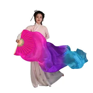 Шелковый танцевальный веер 1,8 м, удлиненный градиентный цвет для взрослых, длинный веер для танца живота, Классический реквизит для выступлений, аксессуары для костюмов, Лидер продаж
