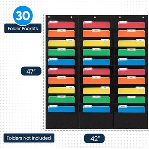 Organizador de Pared con 30 Bolsillos para Archivos, 42 x 47 Pulgadas, Negro, para Oficina o Escuela - Product Image 1