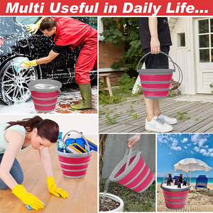 Đóng Mở 10L Xô Đơn Giản Mang Theo Thiết Kế Di Động Cho Ngoài Trời Nước Cá Ice Lưu Trữ Có Thể Gập Lại Tính Năng Cho Bãi Biển Trại - Product Image 4