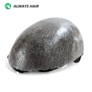 Men Hair Toupee Men's Capillary Prosthesis Full PU Wig Human Hair Wig Injection Hairpiece Natural 0.12-0.14 Mm Thickness 1 Piece
