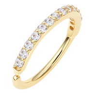 Eternal Metal Anneau de piercing classique en or massif 14K pavé de zircons pour oreille, nez, nombril et labret