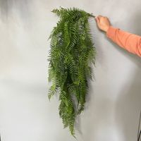 2er-Pack Künstliche Hängende Farnpflanze mit Schwarzem Topf 73 cm Lang für Innen-/Außenbereich (Heim- & Bürodekoration)