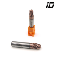 Lot de 5 fraises à queue sphérique à 2 dents, diamètre de coupe 1/8 po, en carbure de tungstène avec revêtement TiSiAlN, pour CNC, 45HRC, queue gauche