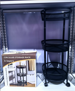 Panier de rangement pliable à 3 niveaux en métal pour cuisine, étagère de rangement, chariot de rangement roulant pour la maison et la salle de bain - Product Image 6