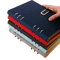 Libreta de Cuero PU con Tapa Dura, Personalizada con Logotipo, Hilo Cosido a Color, con Hebilla Metálica, para Promoción Empresarial, Tamaños A5, A6, B5