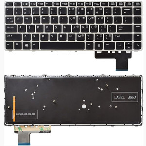 Clavier de remplacement compatible avec les ordinateurs portables HP Elitebook Folio 9470m 9480m avec cadre argenté sans pointeur et rétroéclairé - Product Image 1
