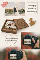 USB3.0 8GB 2GB 64GB 16GB 256GB Chip USB Flash Drive Llave de madera con caja de madera de boda Almacenamiento de memoria Stick