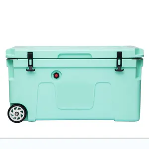 Plástico Isolado De Gelo 120L Grande Pesca Cooler Box Com Rodas Ice hard cooler box 90L